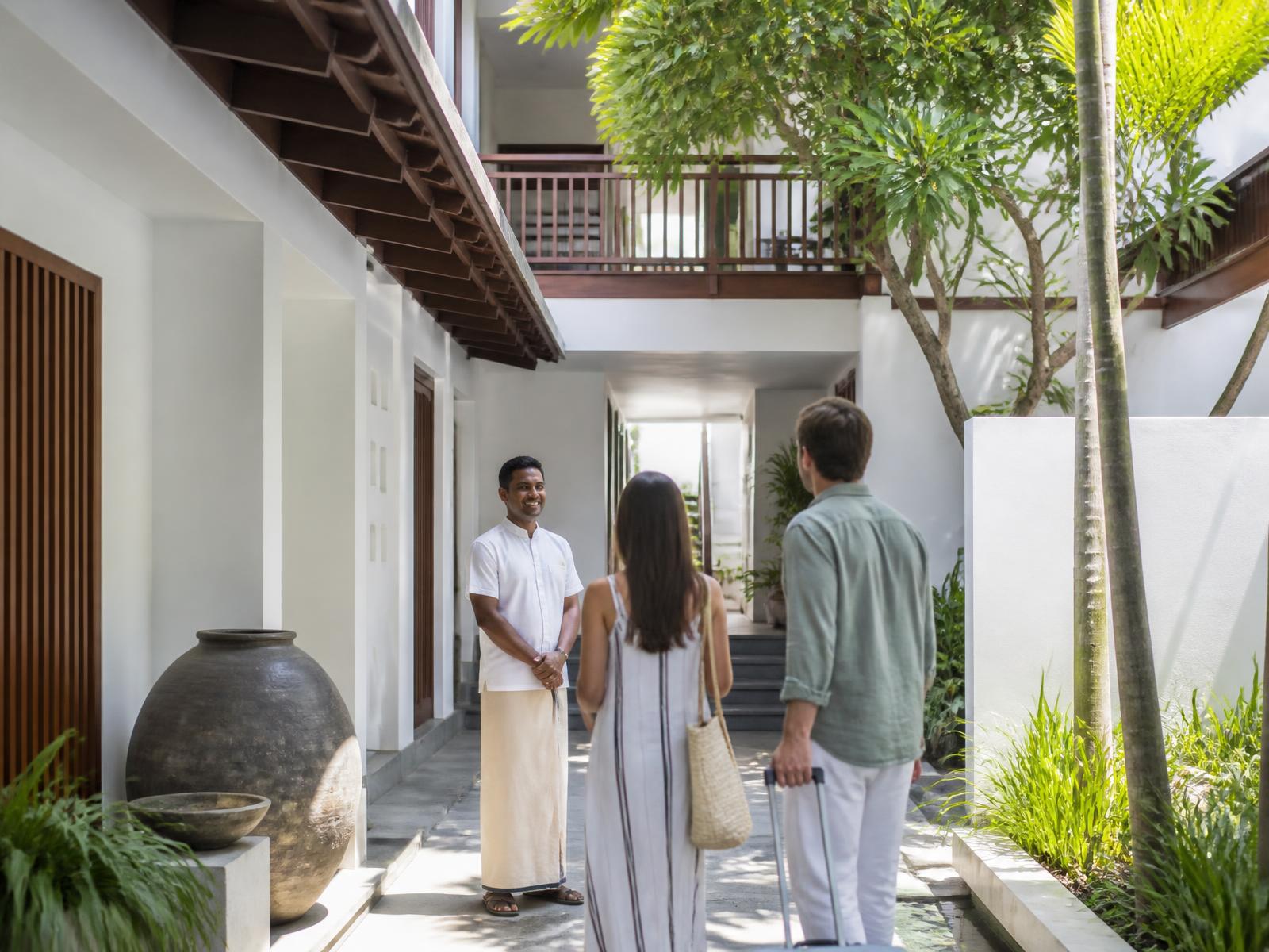 Boutique property courtyard in the late afternoon
