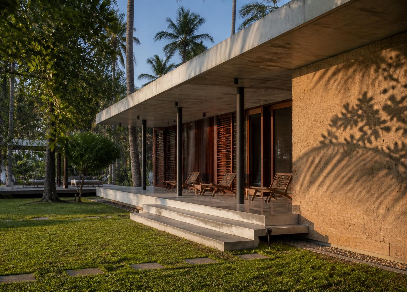 Sample hospitality website: villa veranda in late afternoon light